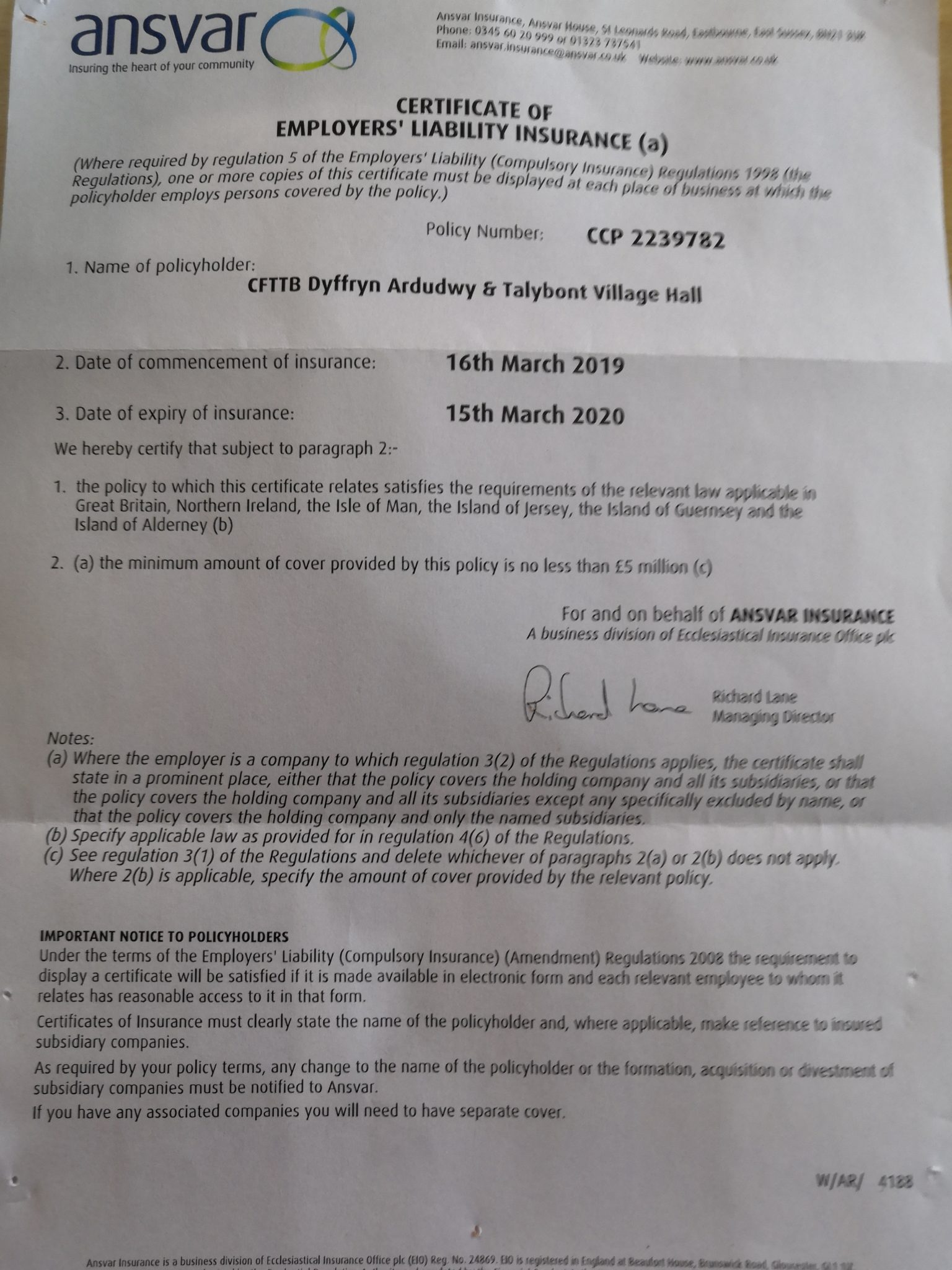 Village hall insurance